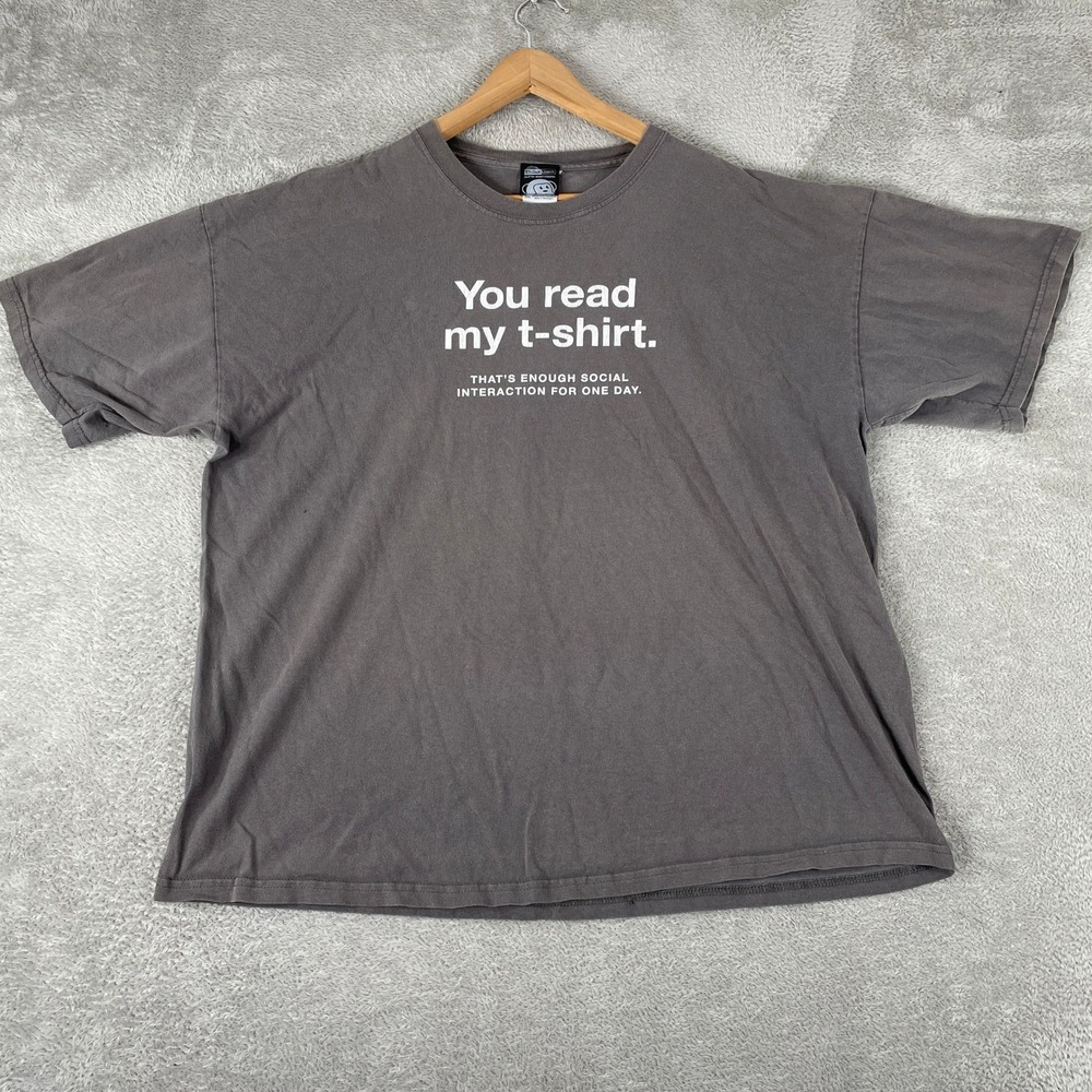 ThinkGeek You Read My Shirt Shirt Mens 2XL Gray Sarcastic Introvert Funny Humor